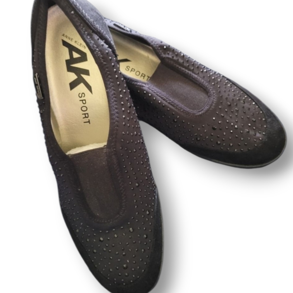 Anne Klein Sport Black Slip-On Wedges 10M